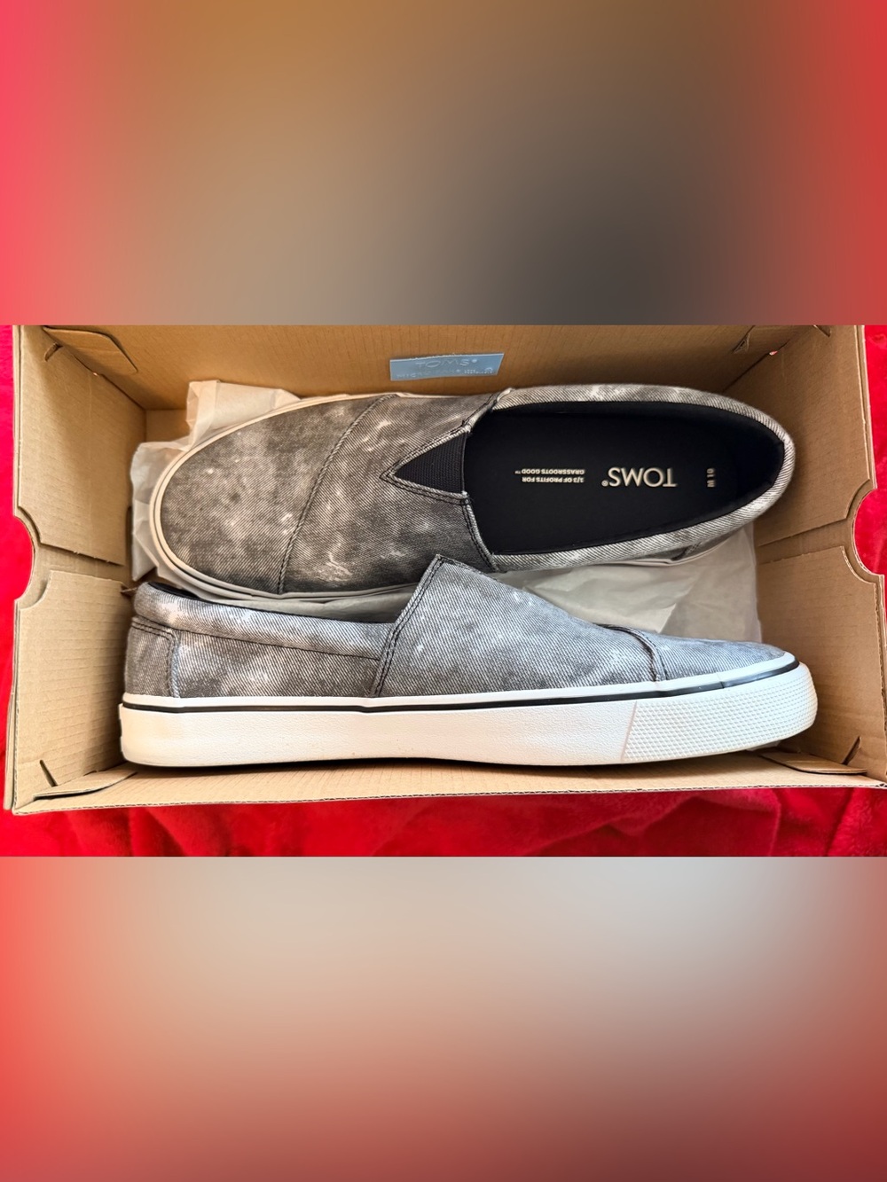 Toms Men’s Slip-On Canvas Loafers in Washed Gray